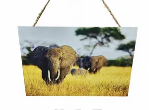 African Elephant Wooden Hanging Wall Art - 20x30