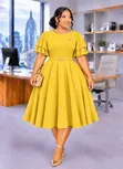 Short Sleeved Skater Dress - 1