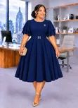 Short Sleeved Skater Dress - 3