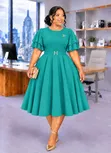 Short Sleeved Skater Dress - 5