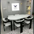 Wooden Dining Set - 6 Seater, White Table - 1