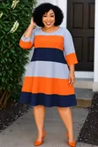 Stripped Shift Dress - 3