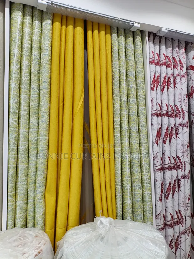 Yellow Maroon Curtains and Sheers with Hooks - 1