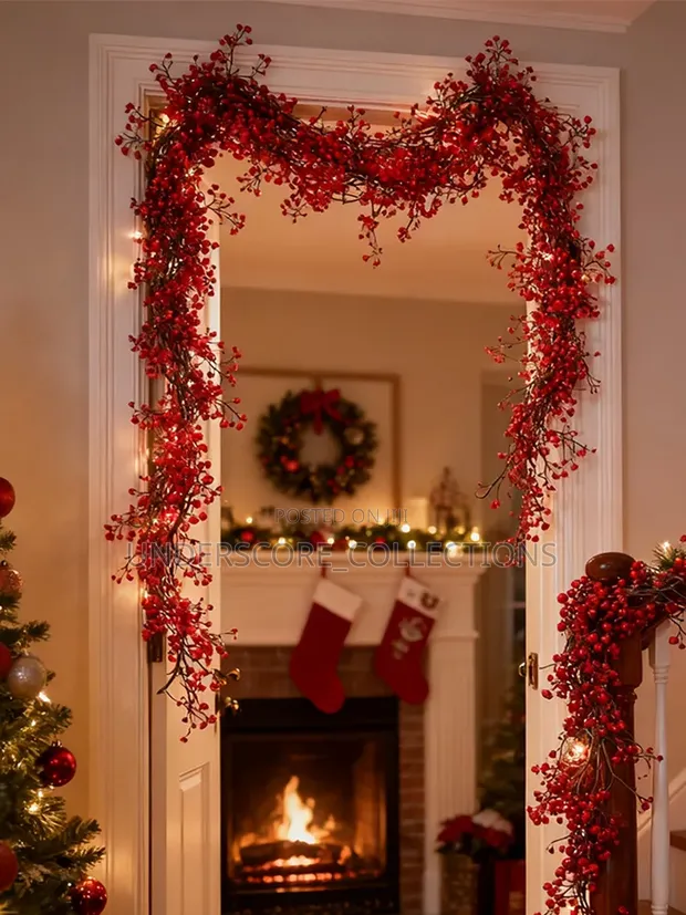 1.8m Artificial Red Fern Hanging Garland - 1