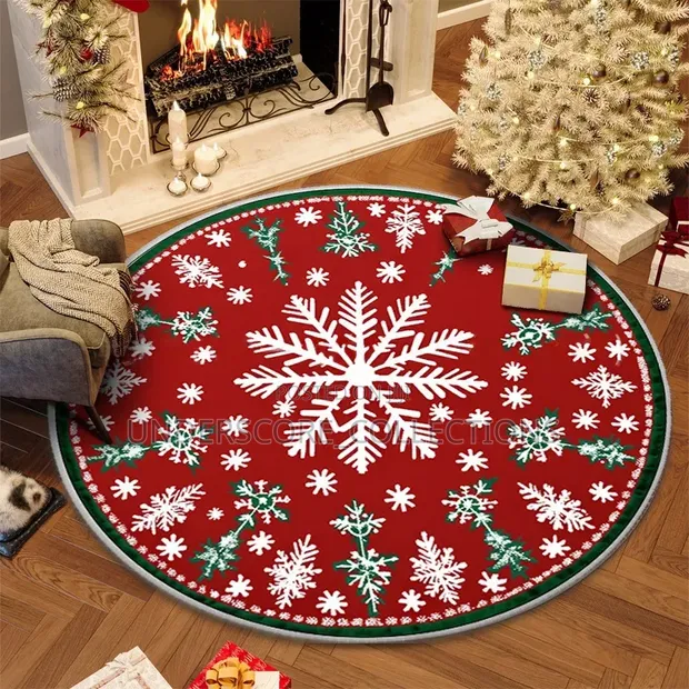 Carpet ya Mviringo ya Krismasi - Inaweza Kuoshwa, Haitelezi - 1
