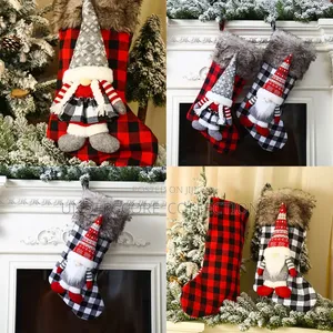 Christmas Stocking with 3D Gnome & Faux Fur Cuff