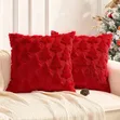 Vifuniko vya Mito ya Krismasi - Faux Rabbit Fur Snowflakes 45x45CM - 3