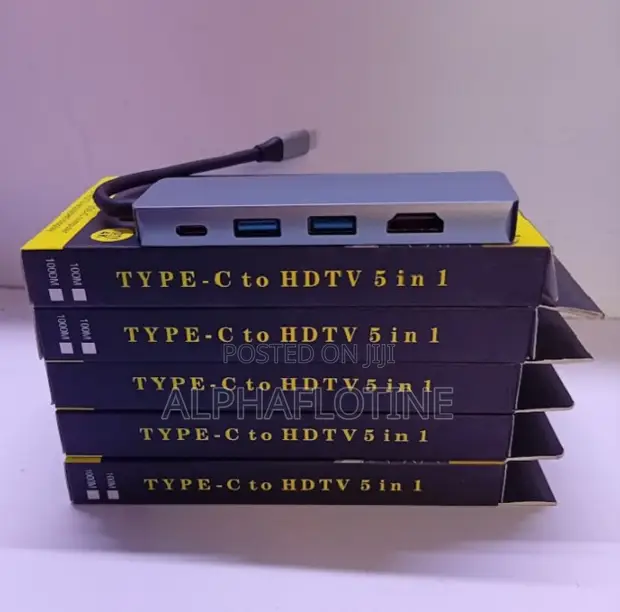 USB-C Hub 5-in-1 Adapter for MacBook/Laptop with HDMI, PD, RJ45 - 1