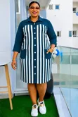 Stripped Shirt Dress - 1