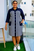Stripped Shirt Dress - 2