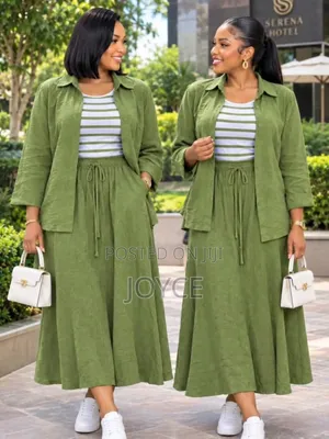 3 Pcs Linen Skirt Set - Women's