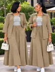 3 Pcs Linen Skirt Set - Women's - 2