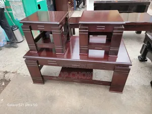 Boss Office Products Wooden Coffee Table with Stools