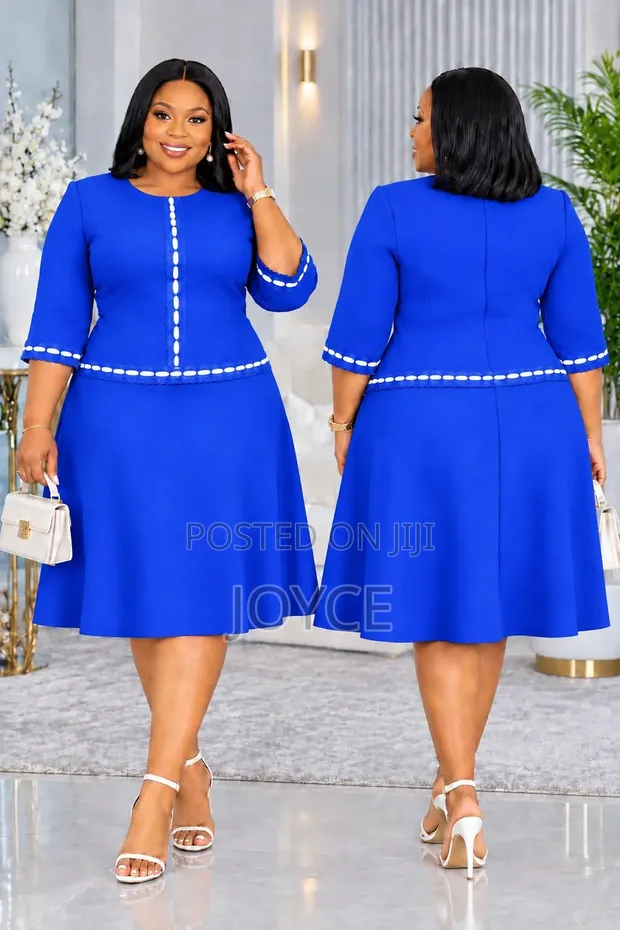 Circular Dress with Striped Waistline - 1