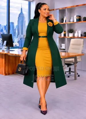 Fitted Dress with Belt and Longline Coat