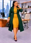 Fitted Dress with Belt and Longline Coat - 1