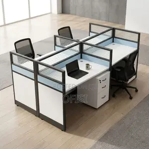 4-Person Blue Office Workstation
