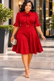 Skater Dress yenye Bowtie - 1
