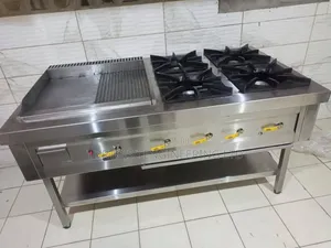 1.8m Stainless Steel Commercial 4 Gas Burner & Griddle