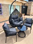 Luxury Hanging Chair Set with 2 Outdoor Chairs & Coffee Table - 2