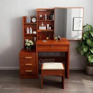 Brown Bedroom Vanity with Lights