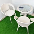 White Rattan Outdoor Chairs and Table Set - 2