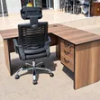 Executive L-Shaped Office Desk + Ergonomic Chair - 2