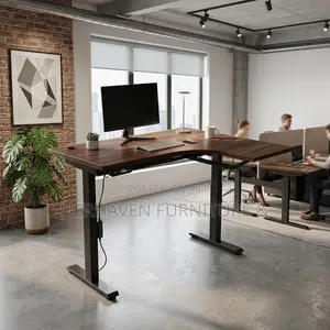 L-Shaped Desk ya Umeme Inayoweza Kurekebishwa Urefu - Ofisi ya Mtendaji