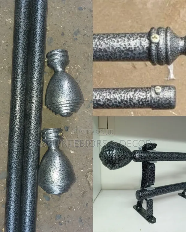 Ash Grey Powder Coated Curtain Rods - Per Meter - 1
