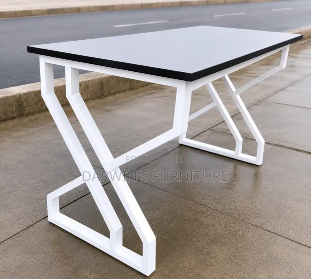 White Metallic Study Table - 1