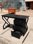 Black Metallic Study Table with Movable Drawers - 1