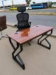 Boss Office Products Double Flame Table with Mesh Headrest Chair - 1