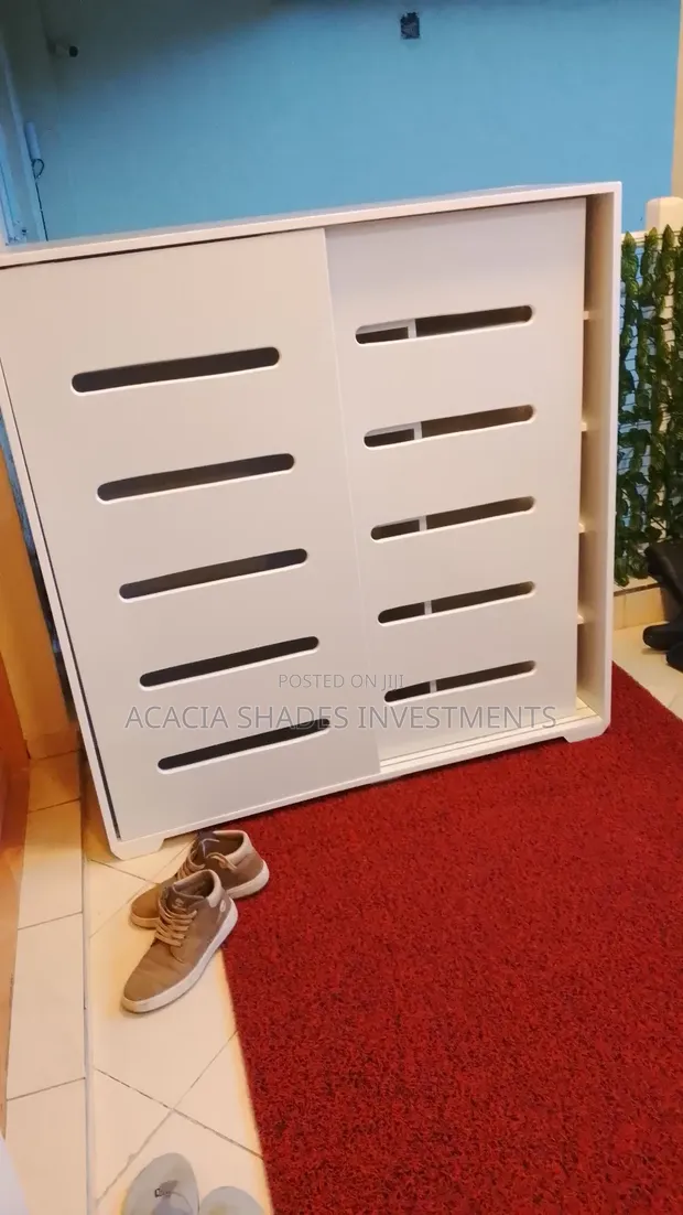 SK Brand New White Sliding Door Shoe Rack - 1