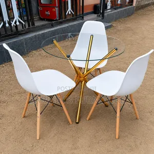 Boss Office Products Round Glass Table with 3 Chairs