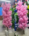 Mmea Mzuri Bandia wa Maua ya Cherry Pink 1.8m na Vase - 1