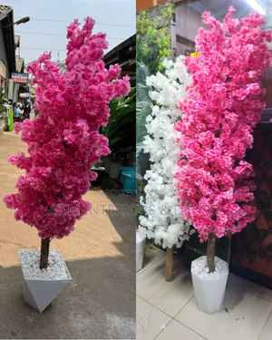 Artificial White & Pink Cherry Blossom Tall Plants