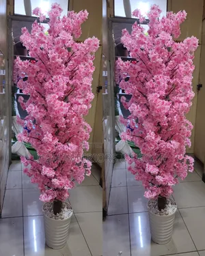 Mimea Mirefu Bandia ya Maua ya Cherry Blossom Nyeupe na Pink
