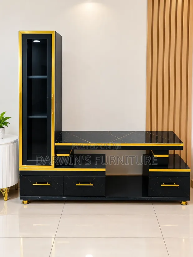 Boss Office Products TV Media Cabinet with LED Lights - 1