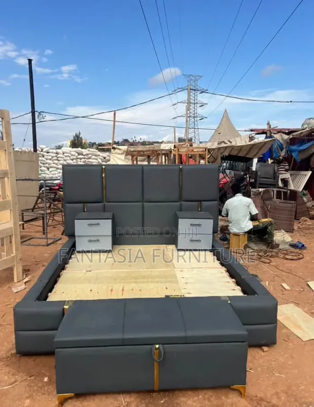 Kitanda cha Giza Grey 5x6 chenye Hifadhi - 1