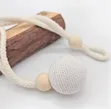 Curtain Tieback with Natural Wood Bead & Knotted Ball Pair - 3