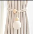 Curtain Tieback with Natural Wood Bead & Knotted Ball Pair - 4