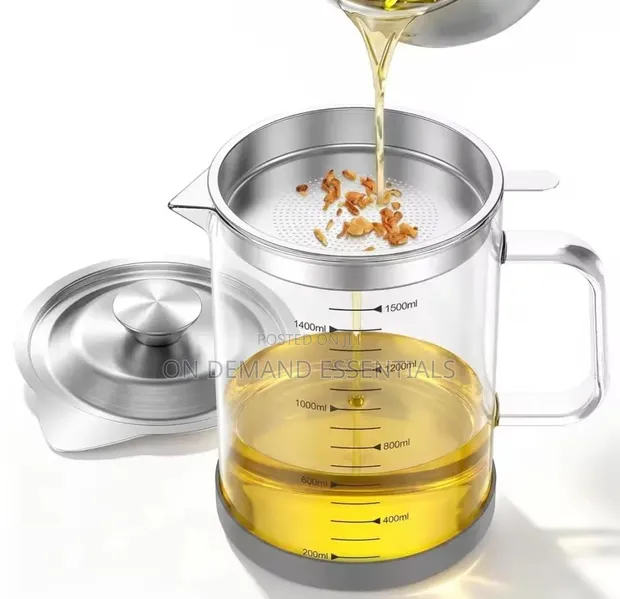 Glass Oil Jar with Stainless Steel Filter - 1