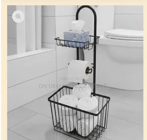 Free Standing Metallic Tissue/Toiletries Organizer - Black
