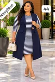 Dress yenye Mistari na Blazer isiyo na Mikono - 2