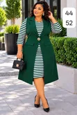 Dress yenye Mistari na Blazer isiyo na Mikono - 3