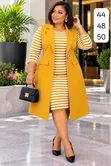 Dress yenye Mistari na Blazer isiyo na Mikono - 4