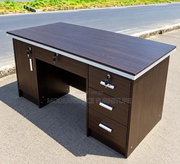 Modern Executive Office Desk with Drawers - 1