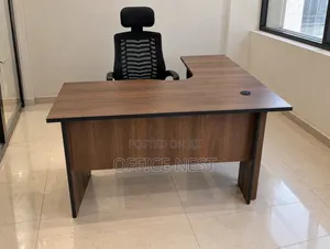L-Shaped Executive Office Desk - Modern Wood Finish