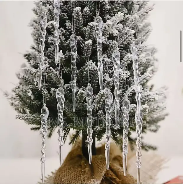 Set of 12 Crystal Clear Icicle Ornaments - 1