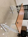 Modern Office Desk - Wooden Top, White Metal Legs - 5